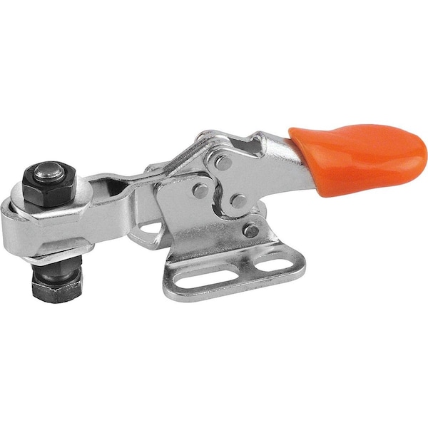 Toggle Clamp Mini Stainless Steel, Horizontal Foot, Comp:Plastic, Comp:Orange, M=M05X20